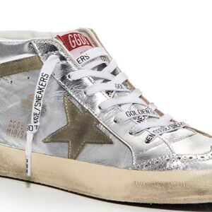 Golden Goose Mid Star Sneakers Silver IT 38 — EUC Authentic w/ Box